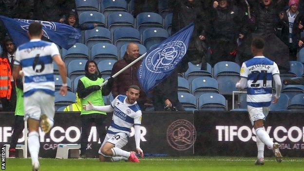 Ilias Chair celebrates QPR's third goal