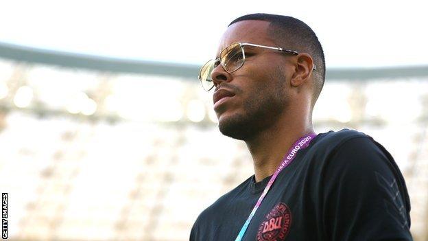 Mathias Jorgensen with the Denmark national team