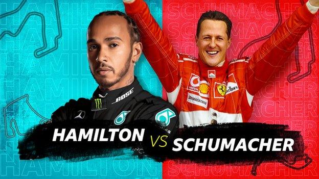 A graph showing Lewis Hamilton and Michael Schumacher