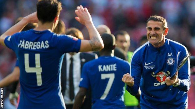 Cesc Fabregas and Angelo Alessio celebrate at Chelsea