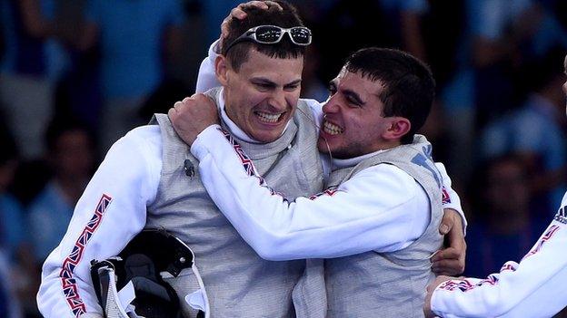 British fencers celebrate