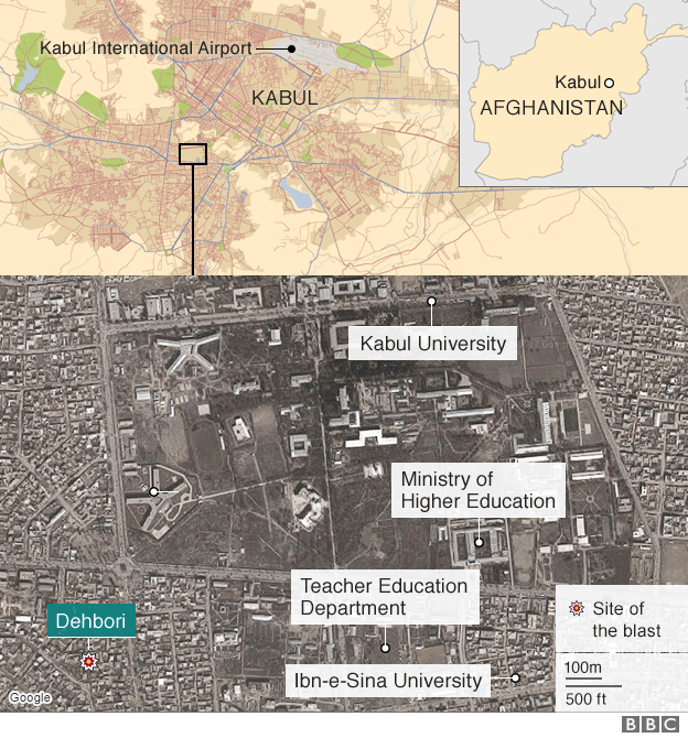 Kabul blast map