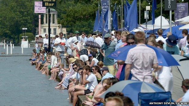 Spectators at Henley on the Thames Regatta in Oxfordshire