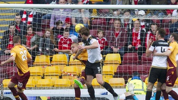 Ash Taylor heads Aberdeen into a 2-1 lead at Fir Park