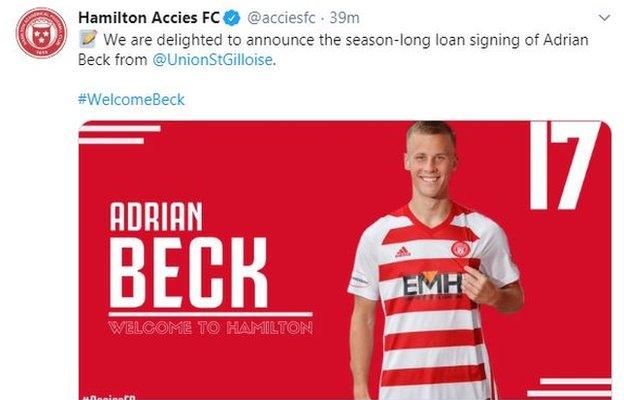 Hamilton Academical tweet