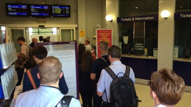 Commuters at Chippenham station