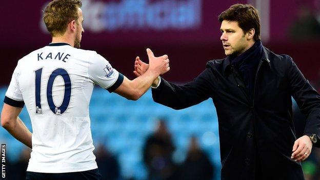 Harry Kane (left) with Mauricio Pochettino