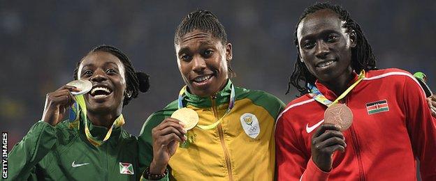 Francine Niyonsaba, Caster Semenya and Kenya's Margaret Wambui