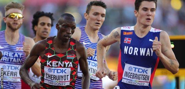 Kenya's Timothy Cheruiyot in action at the World Athletics Championships