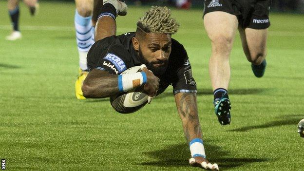 Niko Matawalu scores for Glasgow Warriors