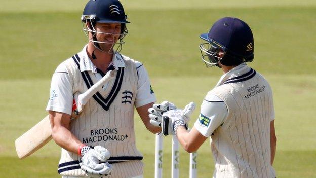 Nick Compton reaches his century against Yorkshire