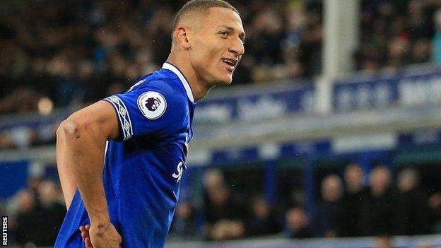 Richarlison celebrates scoring for Everton