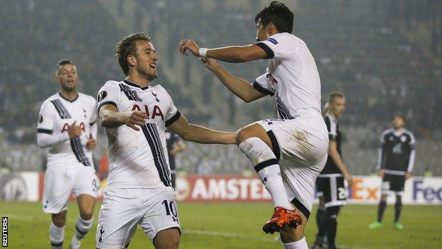 Tottenham forward Harry Kane (left) and Son Heung-min