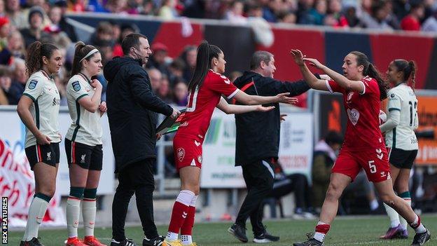 Brooke Aspin is substituted for Bristol City as they play Liverpool