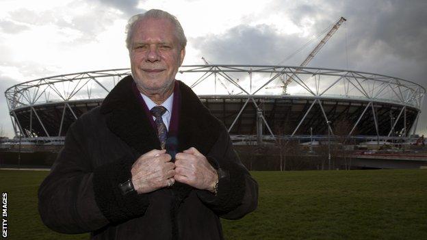 West Ham chairman David Gold outside the club's new ground for 2016-17