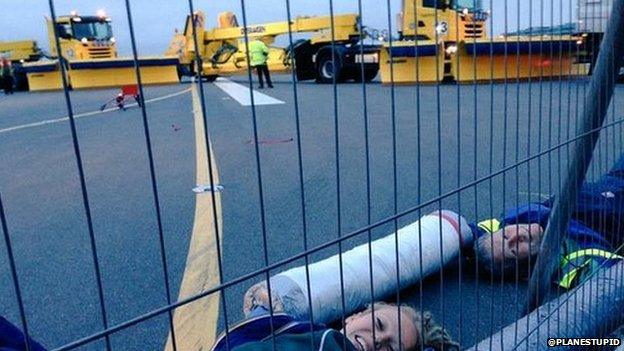 protesters at Heathrow