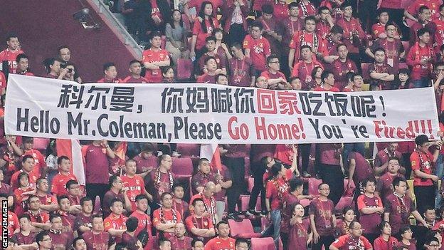 Fans make their feelings known to Chris Coleman