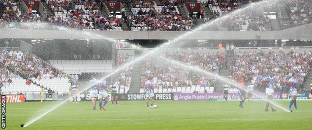 Sprinklers halt play between Samoa and the Barbarians