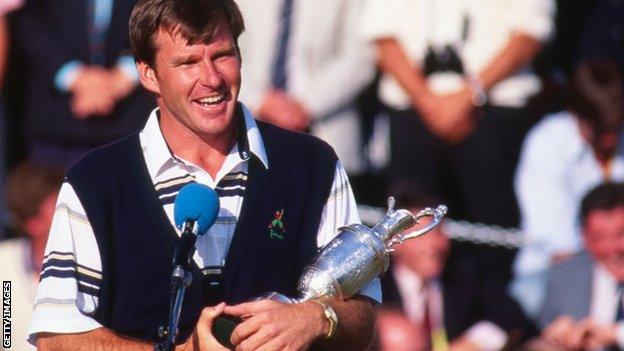 Nick Faldo with the Claret Jug in 1990