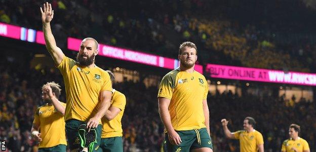 Australia celebrate beating Wales