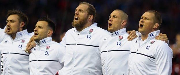 England sing national anthem