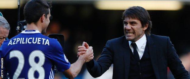 Cesar Azpilicueta and Antonio Conte