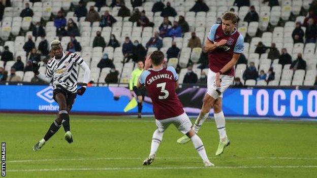 Paul Pogba scores against West Ham