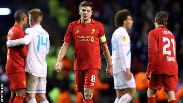 Liverpool midfielder Steven Gerrard against Zenit