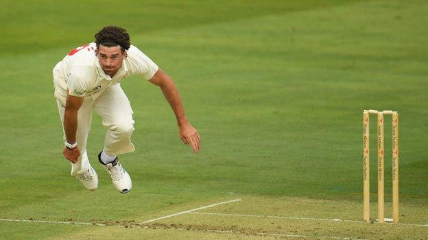 Ruaidhri Smith took a wicket with his opening ball in first-class cricket on his debut for Glamorgan in 2013