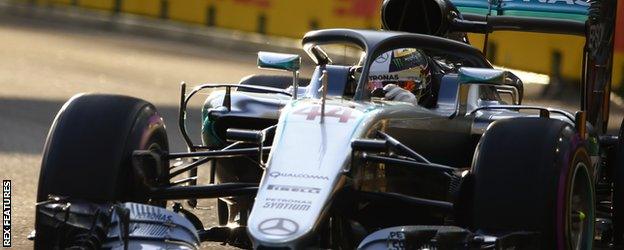 Lewis Hamilton testing the 'halo' in 2016