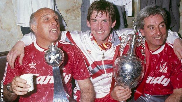 Liverpool celebrate their 1990 title win