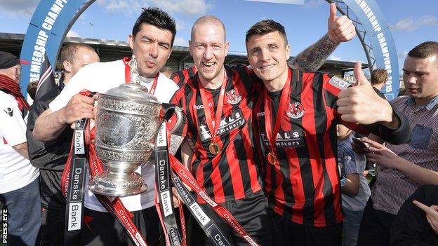 Crusaders celebrate their league title success in April