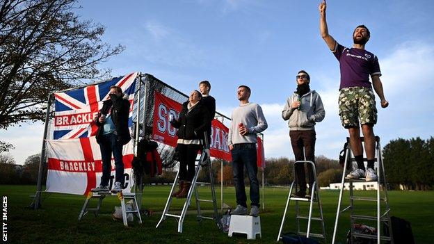 With fans still not allowed to attend matches due to coronavirus restrictions, some Brackley Town fans got creative..