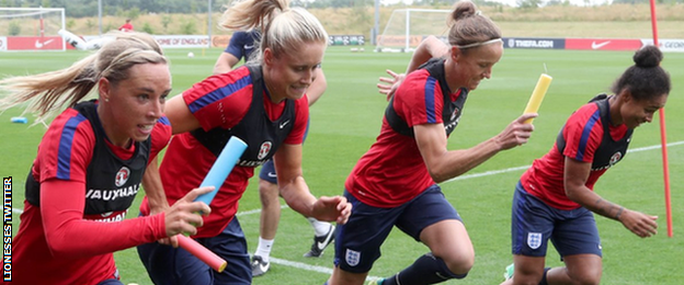 The Lionesses training at St George's Park