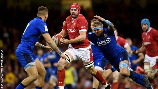 Cory Hill won his 25th Wales cap in the 2020 Six Nations game with Italy