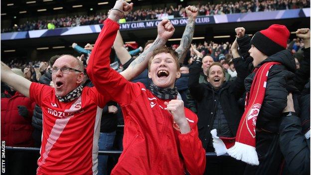 Morecambe fans celebrate