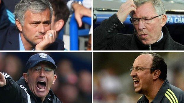 jose mourinho, alex ferguson, tony pulis and rafa benitez