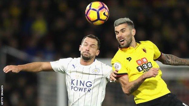 Danny Drinkwater challenges Watford's Valon Behrami