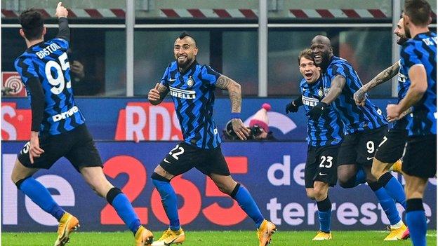 Inter celebrate against Juventus