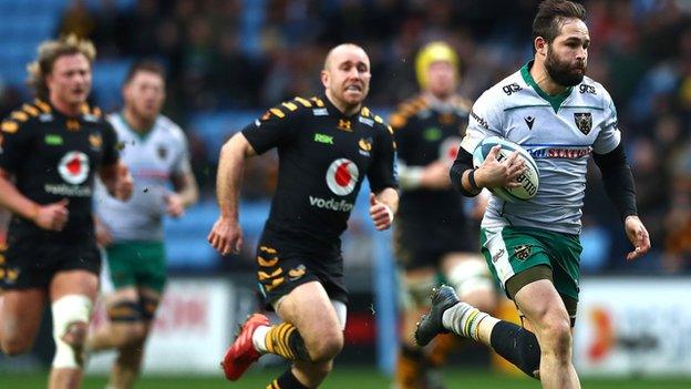 Cobus Reinach scored a try in each half for Northampton at the Ricoh Arena