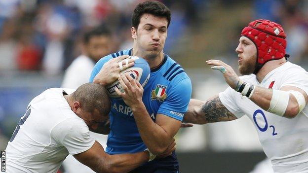 Leonardo Sarto in action for Italy against England