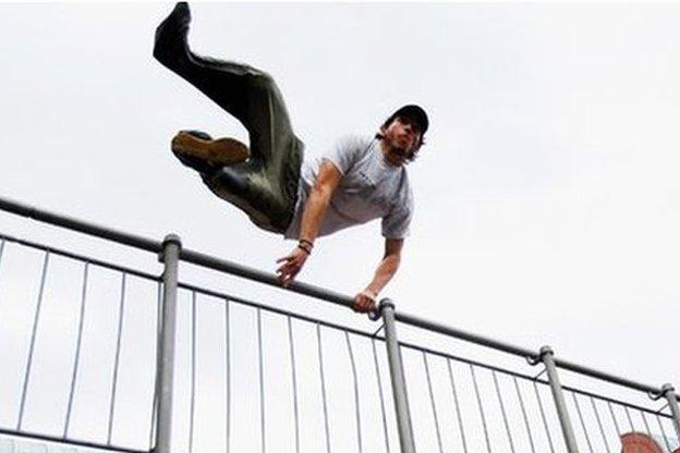 Parkour participants in Cologne