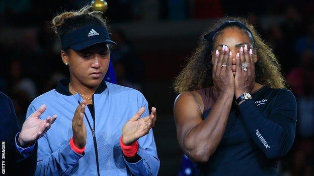 US Open winner Naomi Osaka (left) and beaten finalist Serena Williams