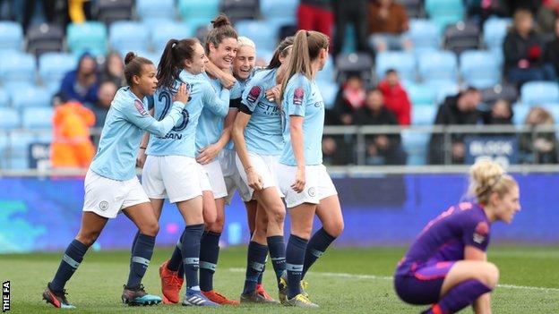Manchester City Women celebrate goal