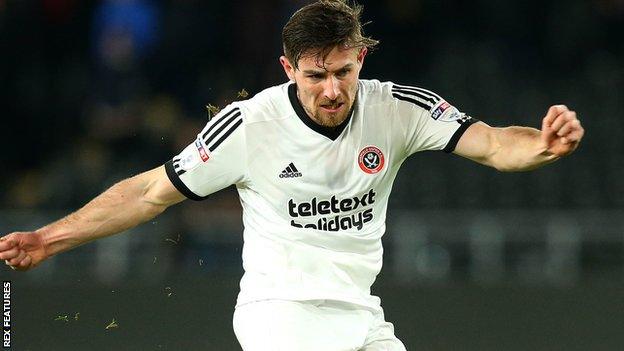 Ryan Leonard in action for Sheffield United