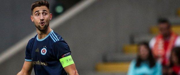 Andraz Sporar in action for Slovan Bratislavas