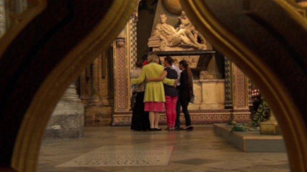 The women visiting Westminster Abbey, accompanied by Baroness Nicholson