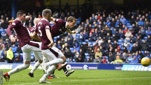 Christophe Berra's header reduced the deficit but Hearts could not find another goal