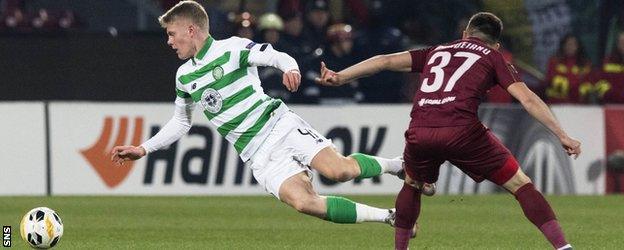 Scott Robertson made his Celtic debut in Cluj