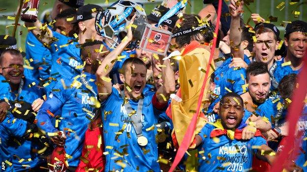 Club Brugge celebrate winning the Belgian championship